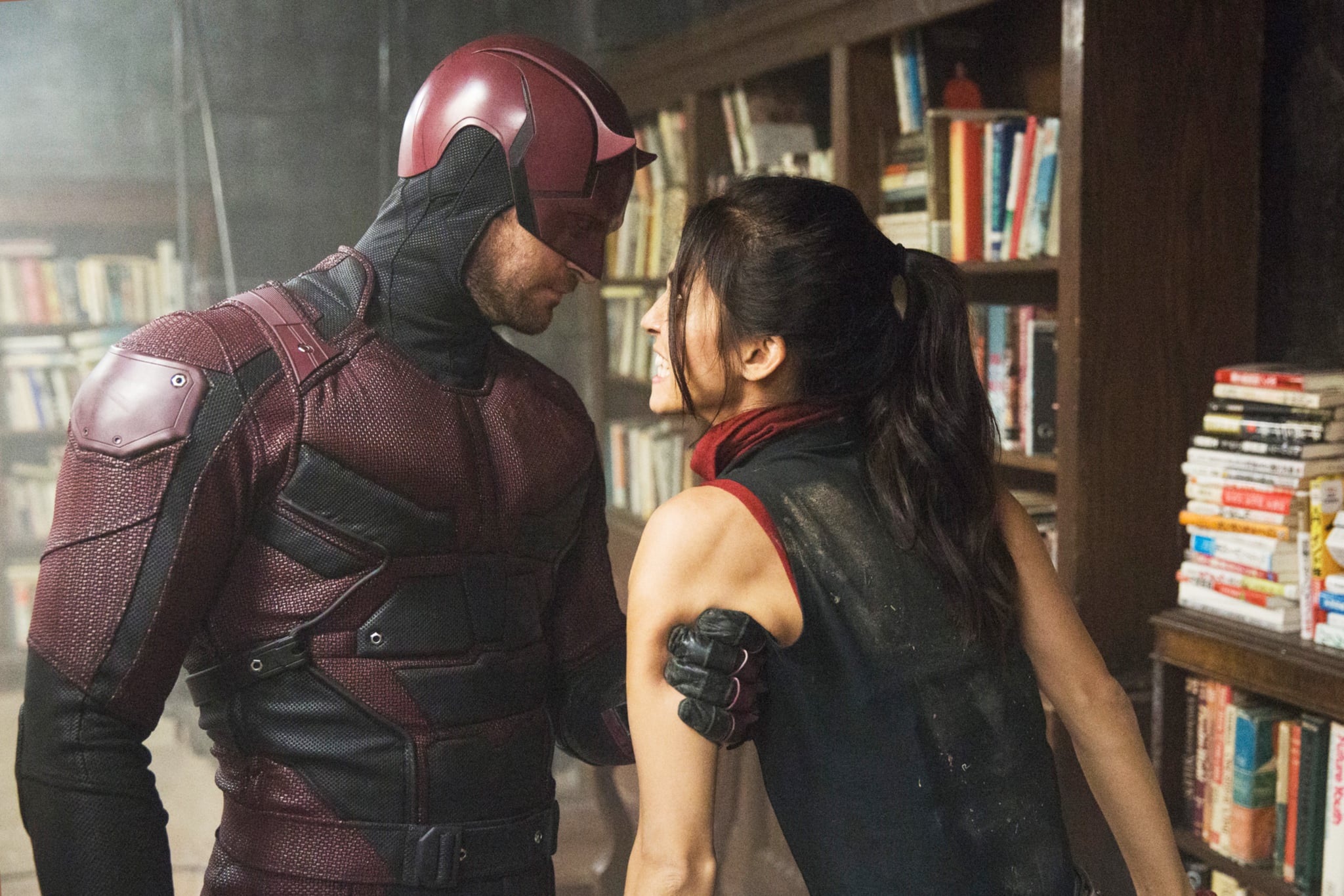 DAREDEVIL (aka MARVEL'S DAREDEVIL), from left: Charlie Cox; Elodie Yung, (Season 2, aired March 18, 2016). photo: Patrick Harbron / Netflix / Courtesy: Everett Collection