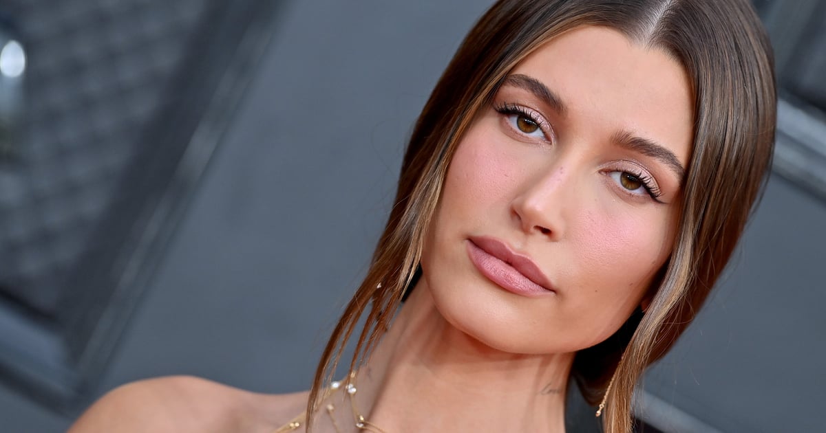 Hailey Bieber Matched Her Purple Bra-and-Thong Set to Her Manicure