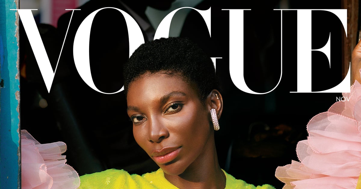 Michaela Coel Models Polka-Dot Pantsuits and a Sequined Gown For Vogue