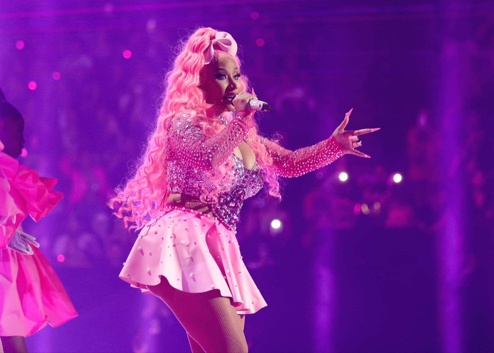 Nicki Minaj onstage during the 2022 MTV Video Music Awards at Prudential Center in Newark, New Jersey. (Photo by Christopher Polk/Variety via Getty Images)