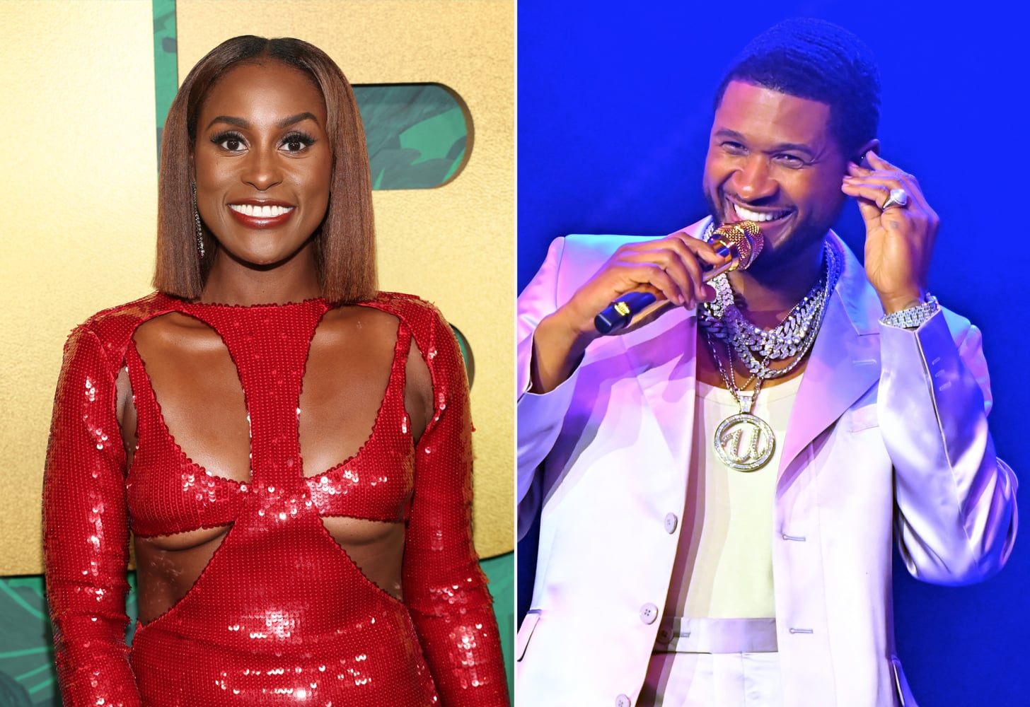 At left: Issa Rae. At right: Usher.