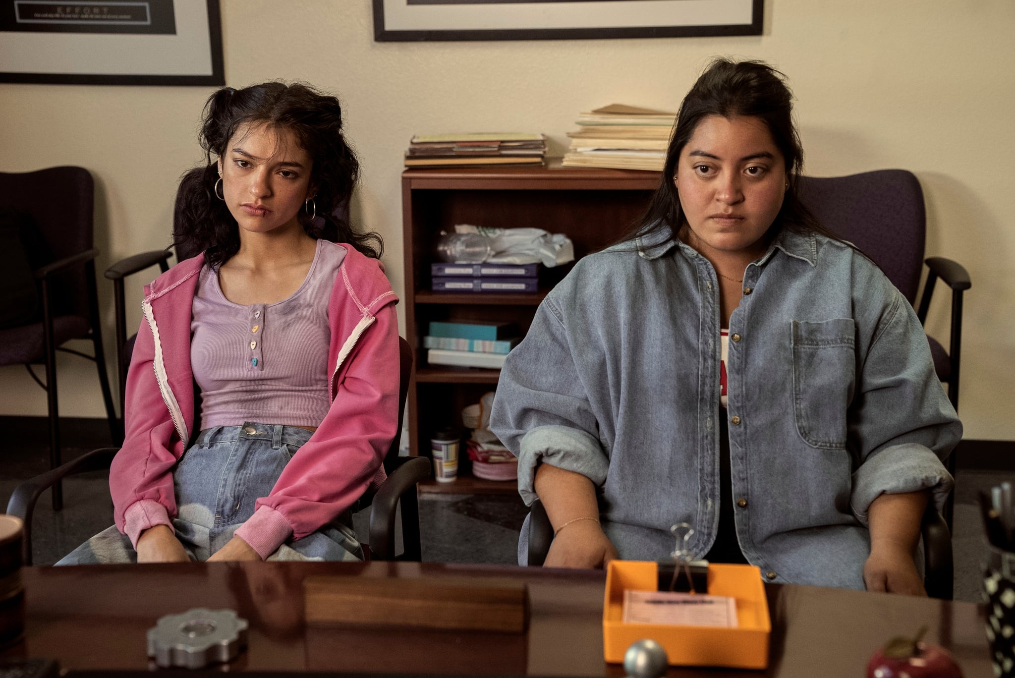 Freeridge. (L to R) Bryana Salaz as Ines, Keyla Monterroso Mejia as Gloria in episode 101 of Freeridge. Cr. Kevin Estrada © 2022