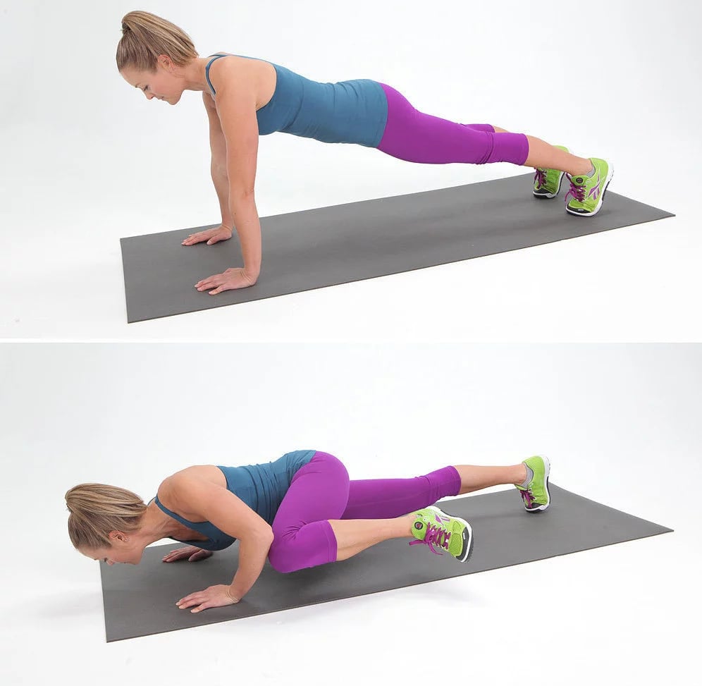 Mountain climber variation: Spiderman push up